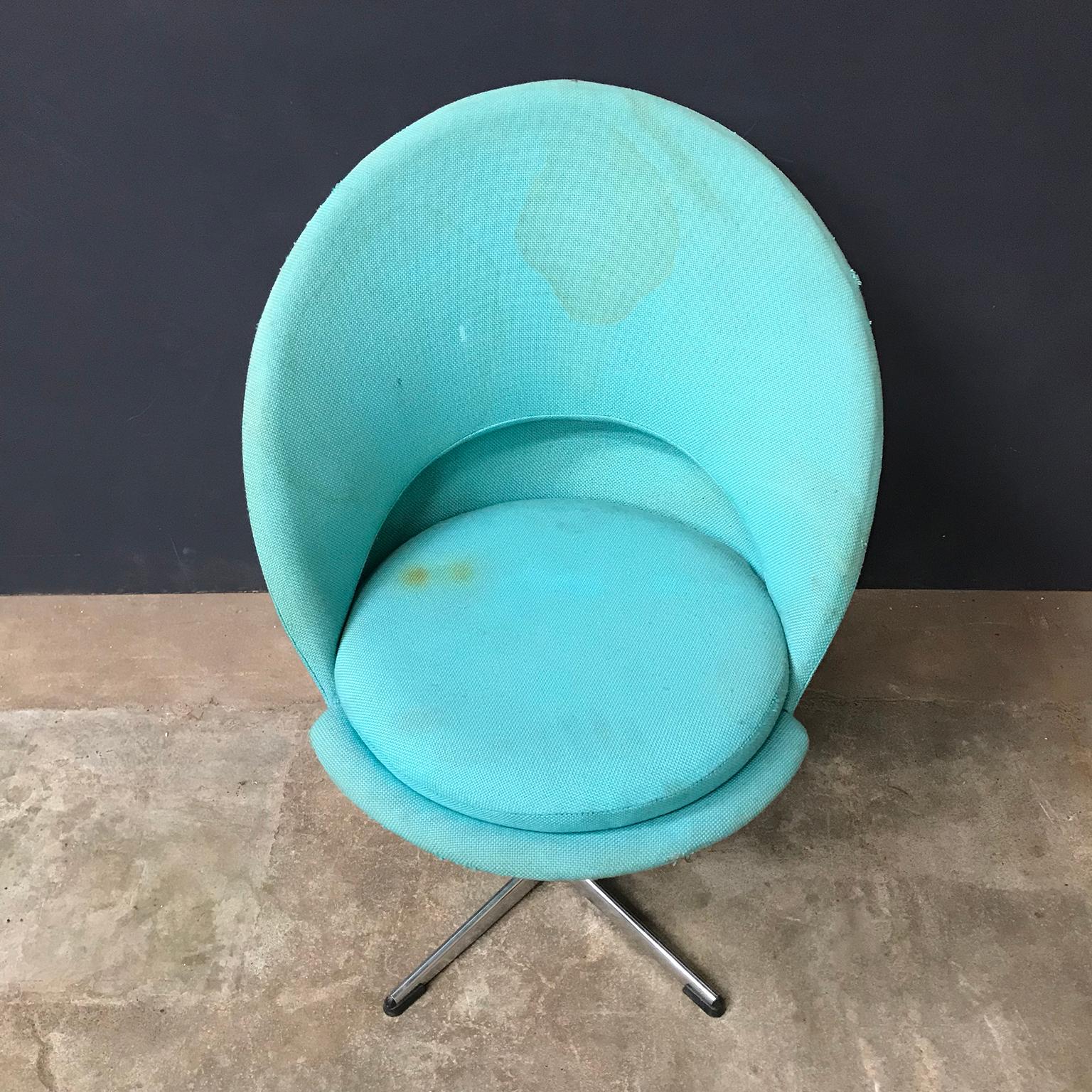 1958, Verner Panton for Rosenthal, Cone Chair in Original Turquoise Fabric 1