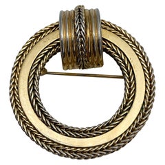 1958 Vintage Christian Dior Gold Tone Round Brooch