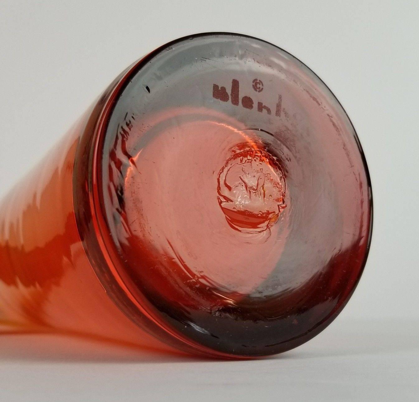 1958 Wayne Husted 5942 L Cylinder Vase for Blenko For Sale 4