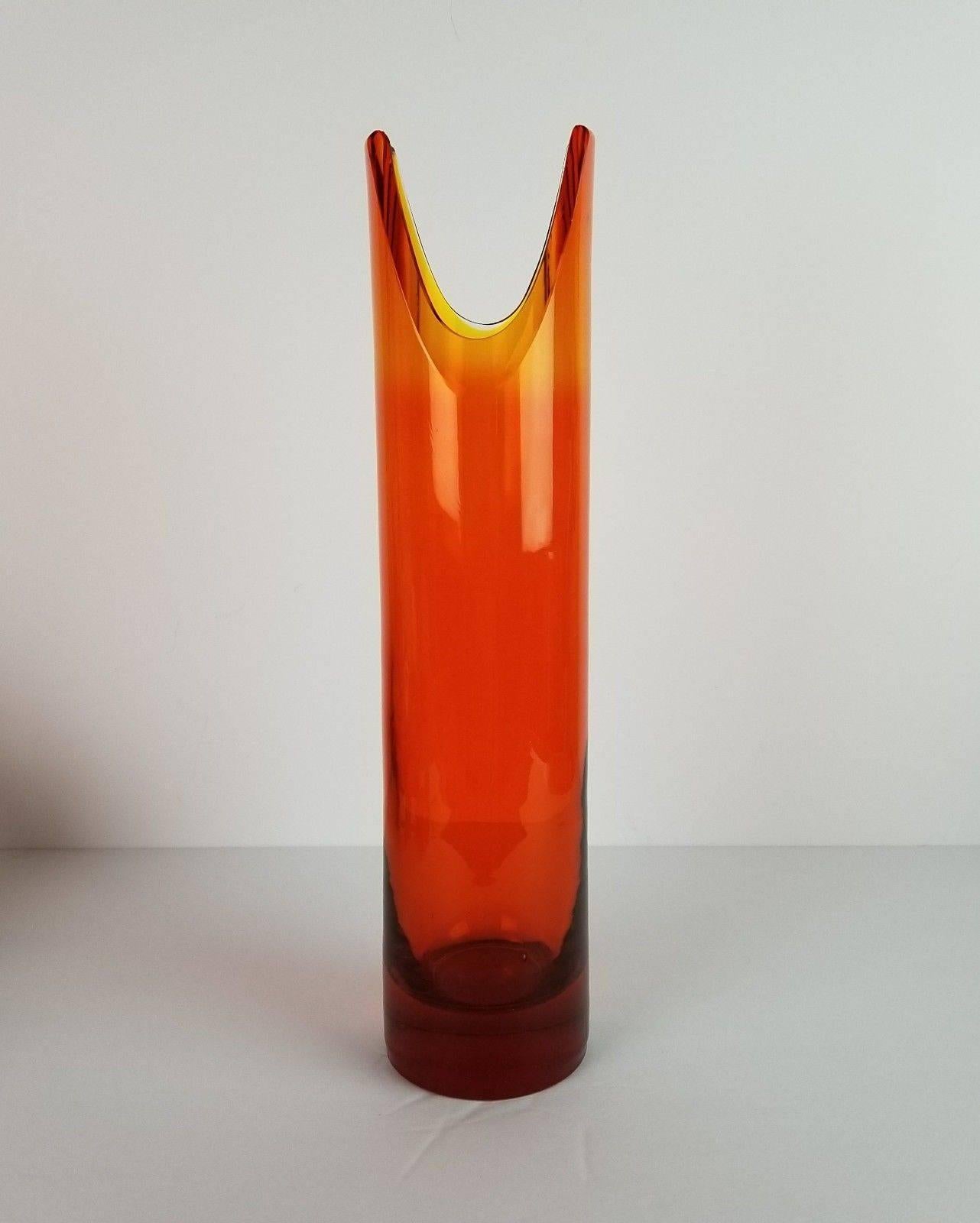 1958 Wayne Husted 5942 L Cylinder Vase for Blenko For Sale 5