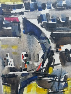 Peinture à l'huile abstraite sur toile de Willy Mucha, signée, 1958