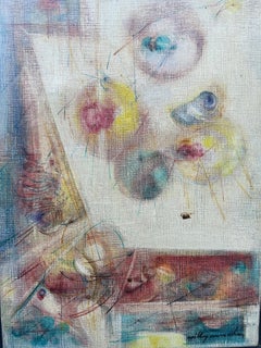 1958 Willy Mucha Fanciful Abstract Oil Painting on Canvas, Signed