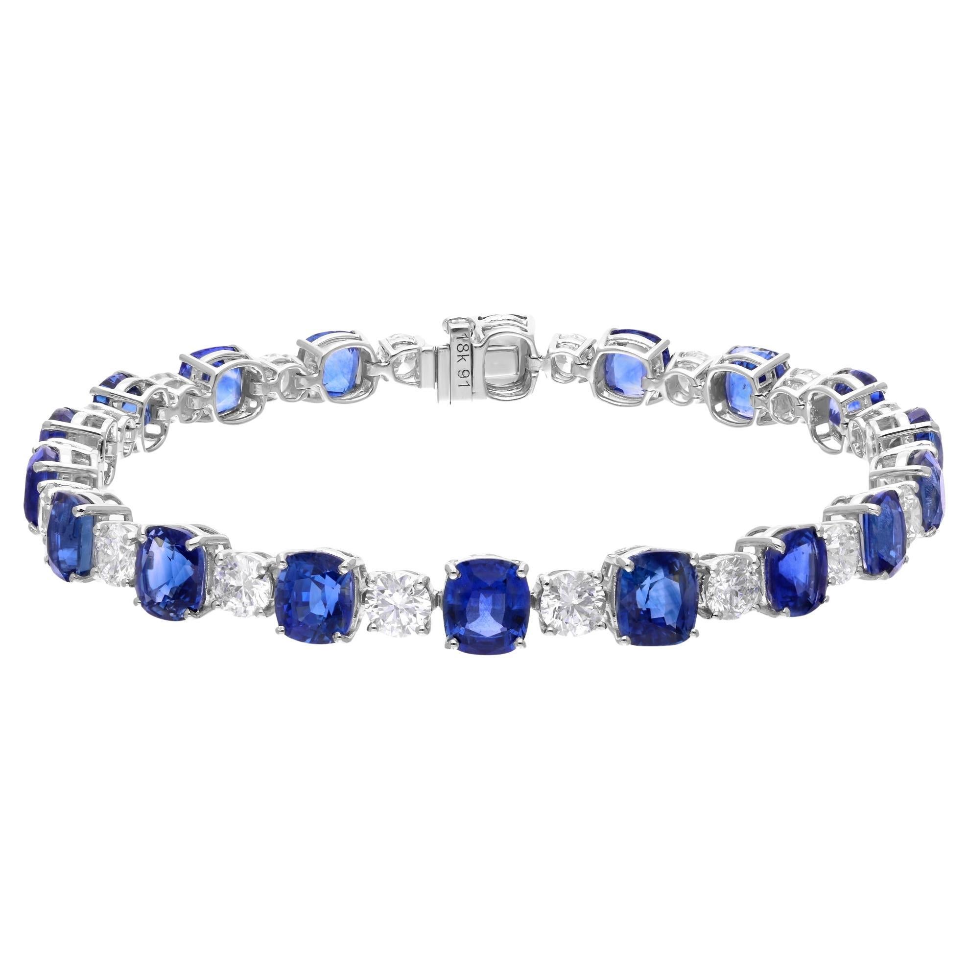 Zafiro azul de 19,58 quilates y pulsera de tenis con diamantes de 4,71 quilates en oro blanco de 18 quilates