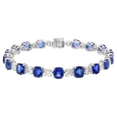 19.58Ct Blue Sapphire with 4.71Ct Diamond Tennis Bracelet in 18k White Gold 19.58Ct Blue Sapphire with 4.71Ct Diamond Tennis Bracelet in 18k White Gold