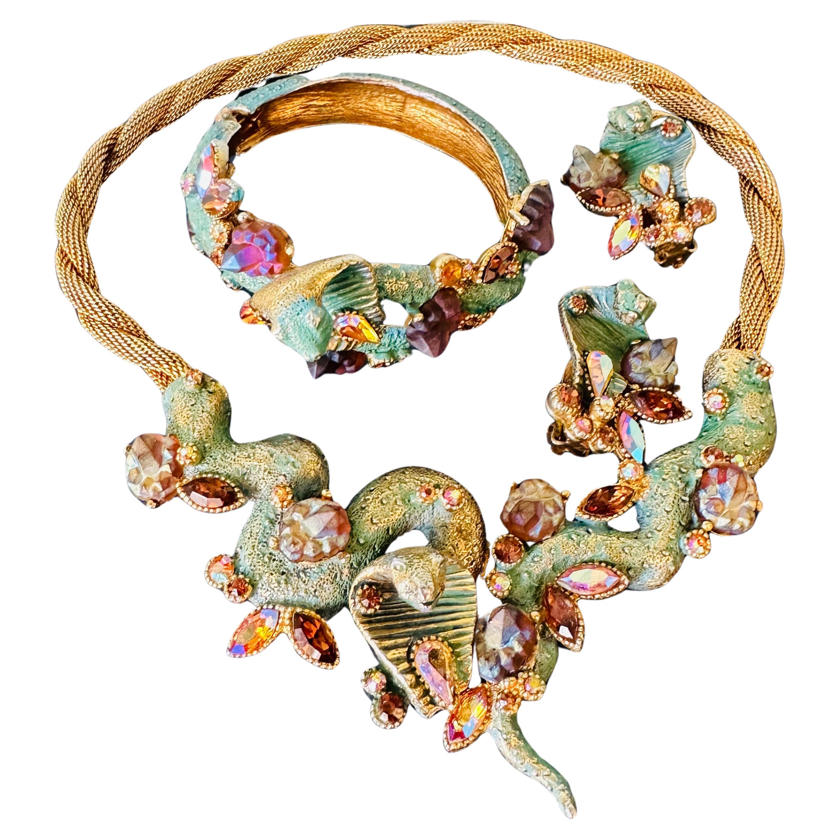 1959 American COBRA Hargo Creations Collier, bracelet et boucles d'oreilles Cobra Bijoux