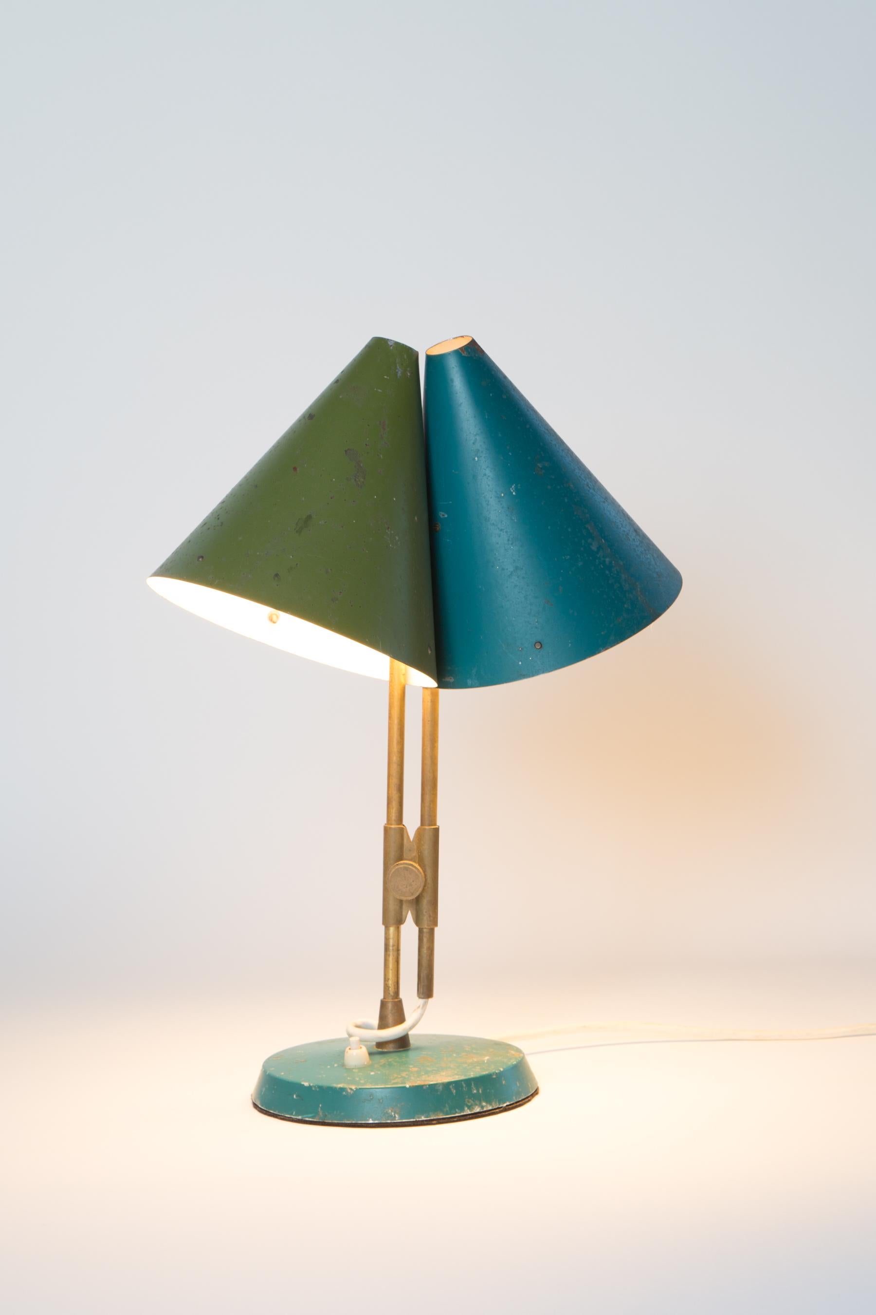 1959 Bent Karlby 'Mosaik' Adjustable Brass & Lacquered Metal Table Lamp for Lyfa 8