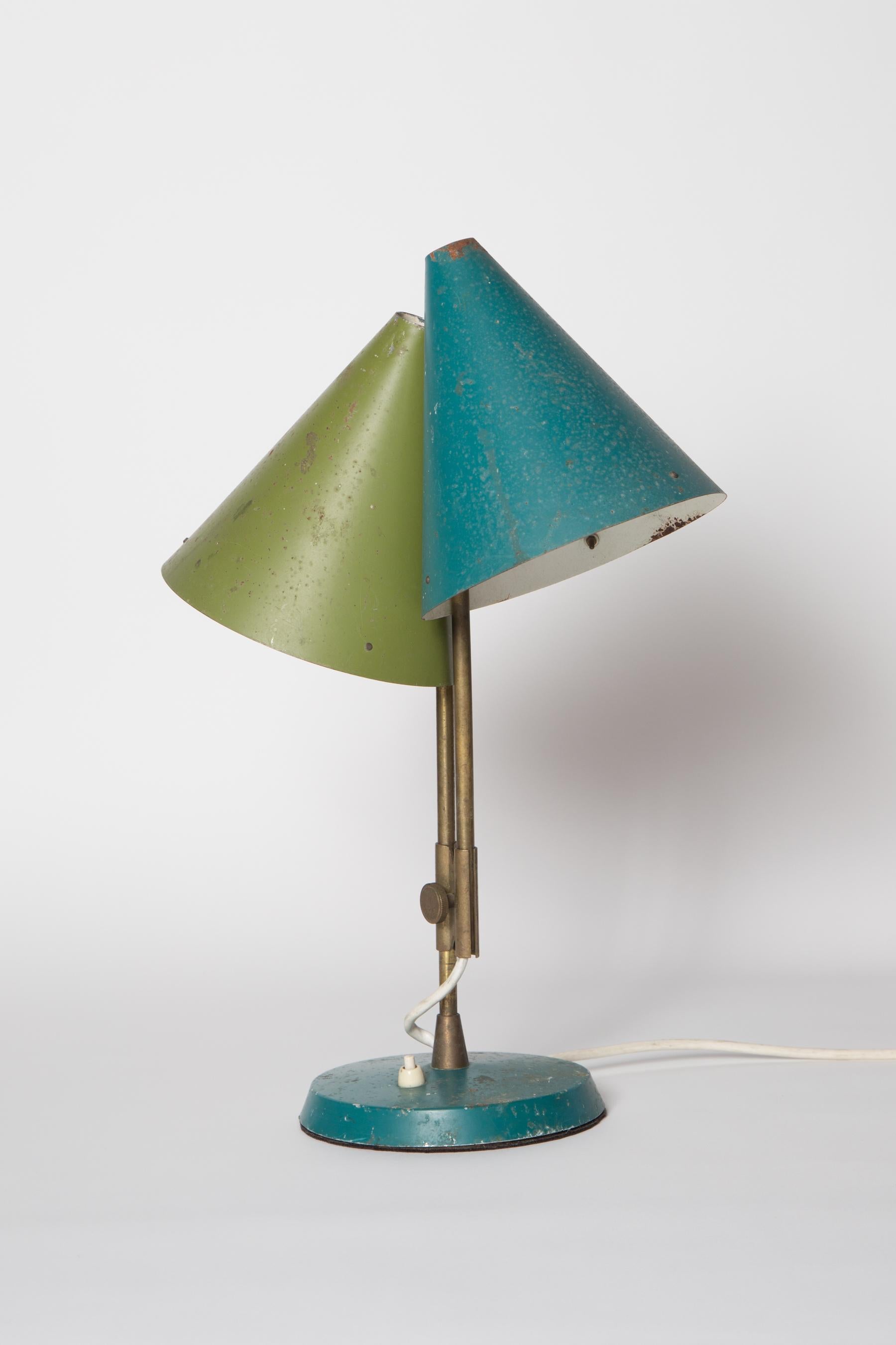 1959 Bent Karlby 'Mosaik' Adjustable Brass & Lacquered Metal Table Lamp for Lyfa 11