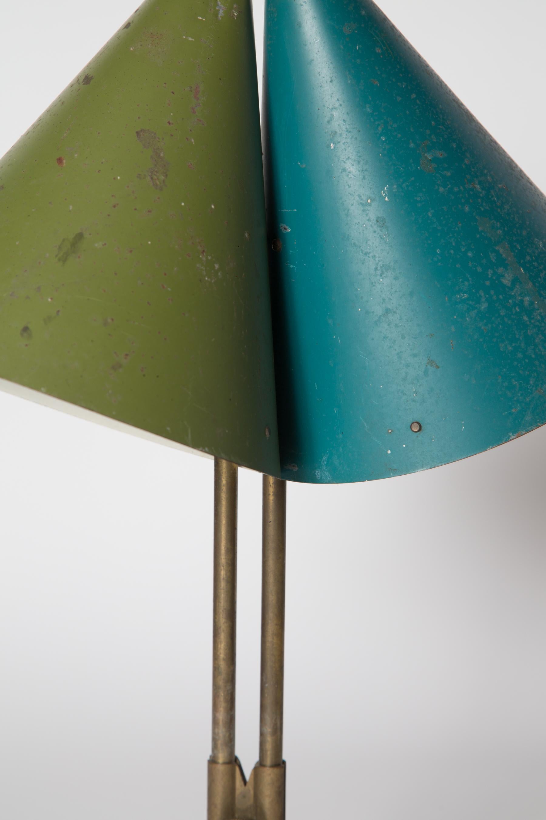 1959 Bent Karlby 'Mosaik' Adjustable Brass & Lacquered Metal Table Lamp for Lyfa 5