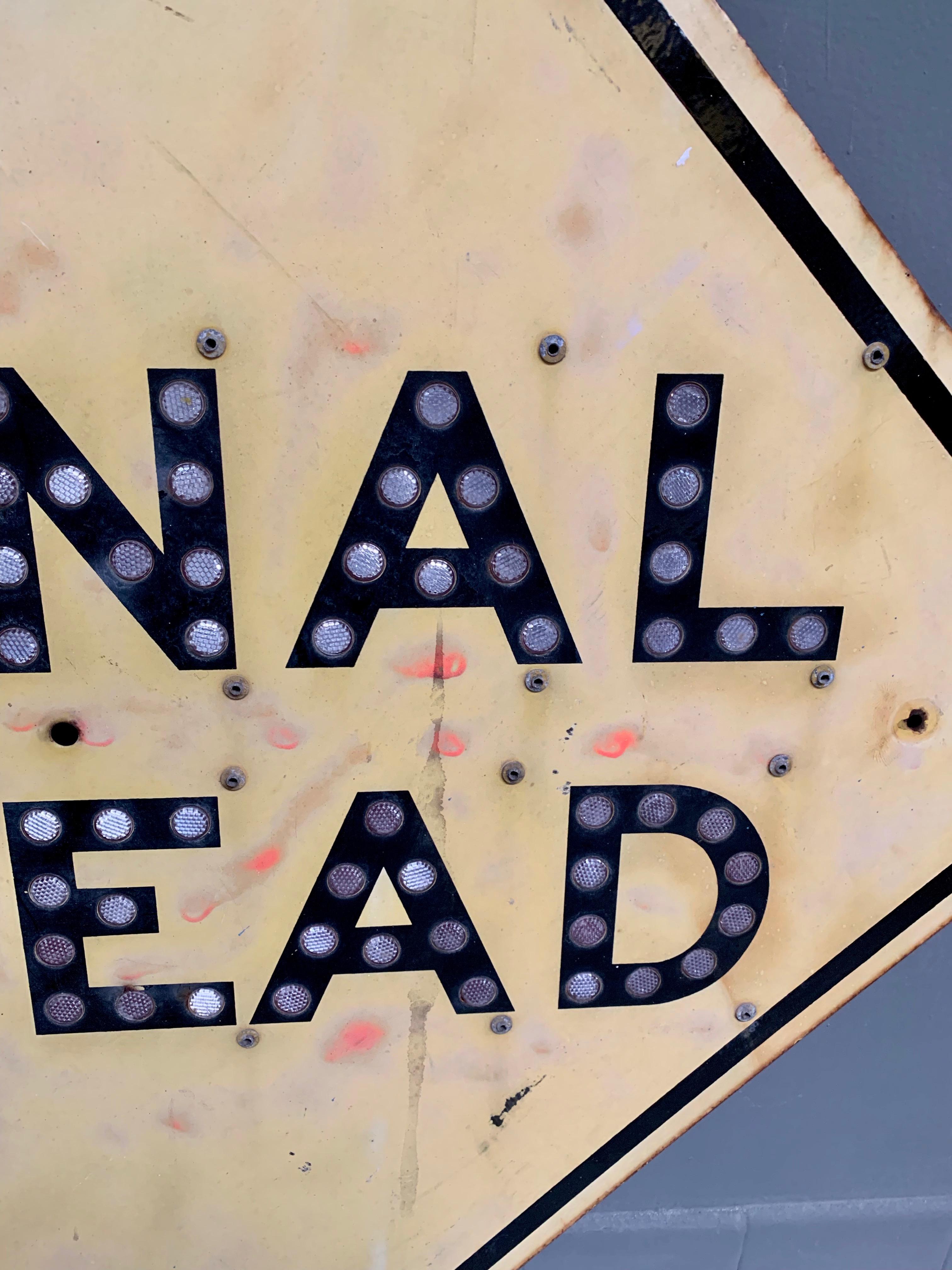 American 1959 California Highway 'Signal Ahead' Sign with Reflectors For Sale