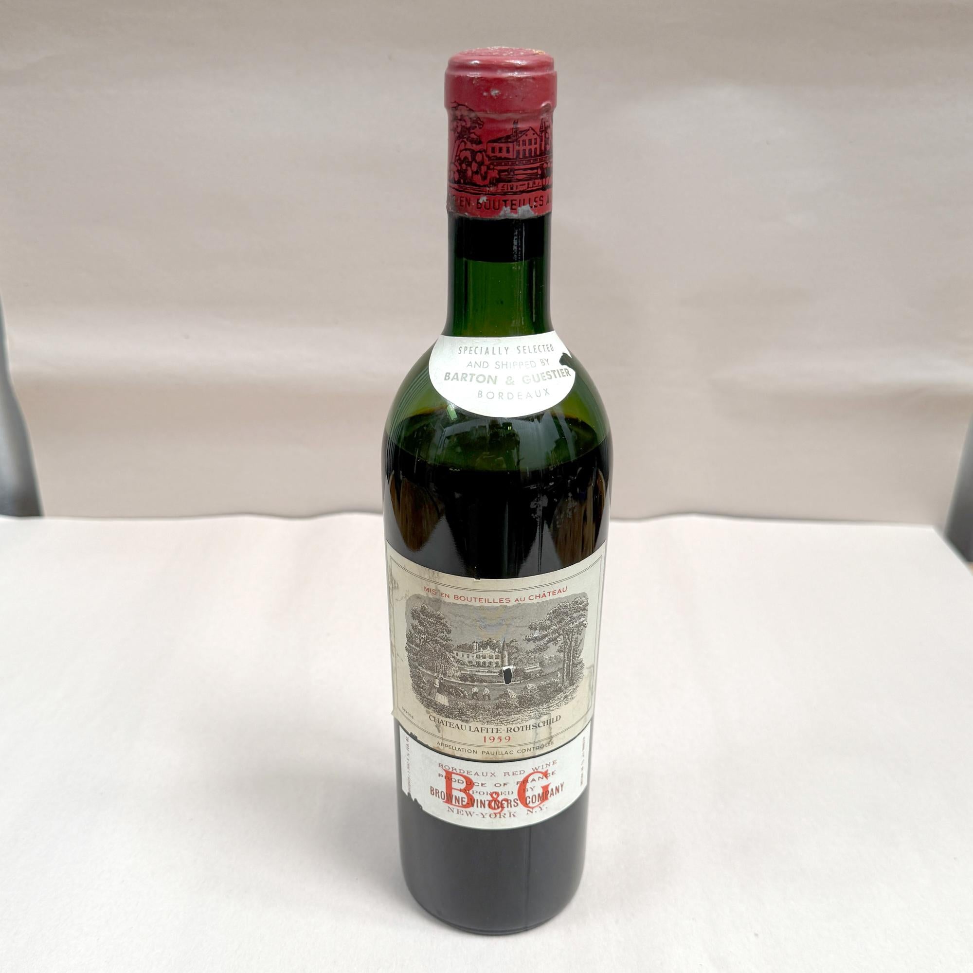 Mid-Century Modern 1959 Château Lafite-Rothschild Pauillac France Vintage Bordeaux Red Wine en vente