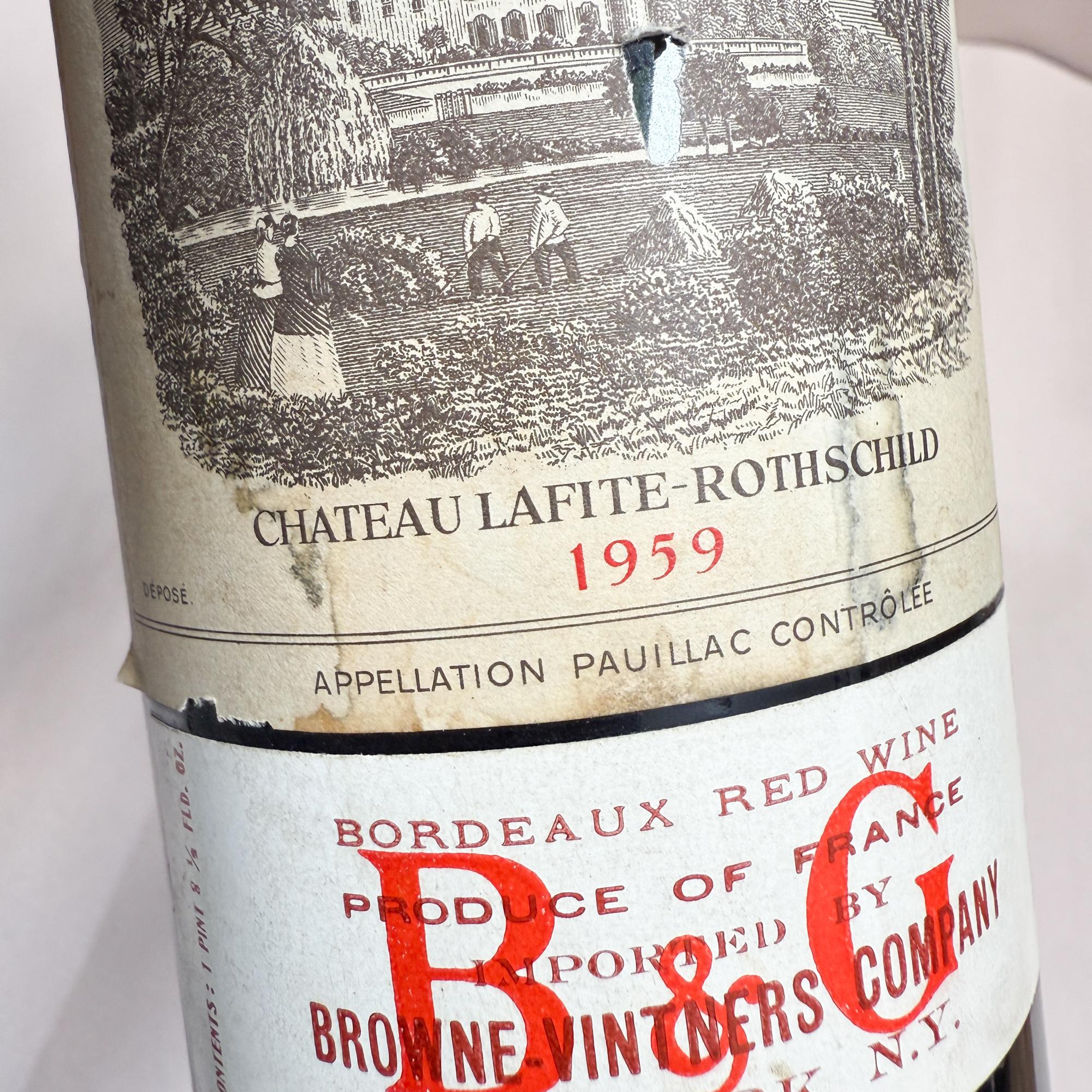 Verre 1959 Château Lafite-Rothschild Pauillac France Vintage Bordeaux Red Wine en vente