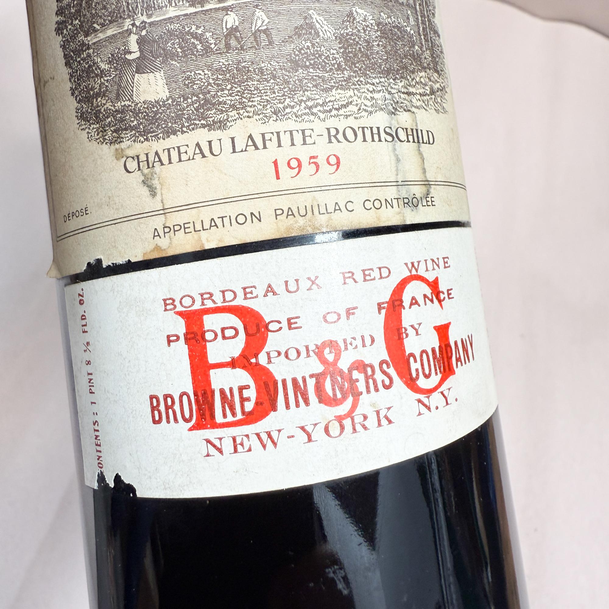1959 Château Lafite-Rothschild Pauillac France Vintage Bordeaux Red Wine en vente 1