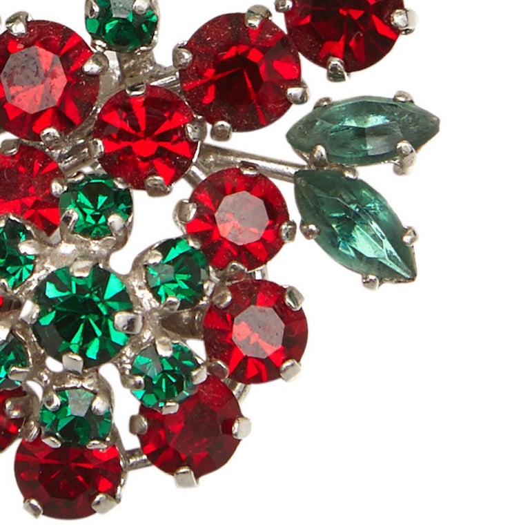 1959 Christian Dior by Henkel and Grosse Red and Green Crystal Brooch