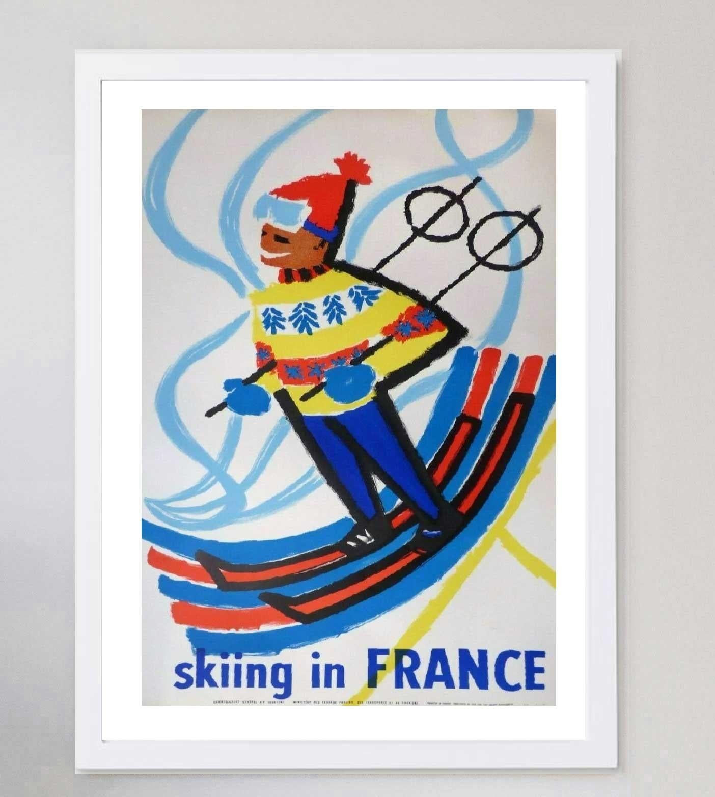 1959 Constantin - Skiing In France Original Vintage Poster In Good Condition For Sale In Winchester, GB