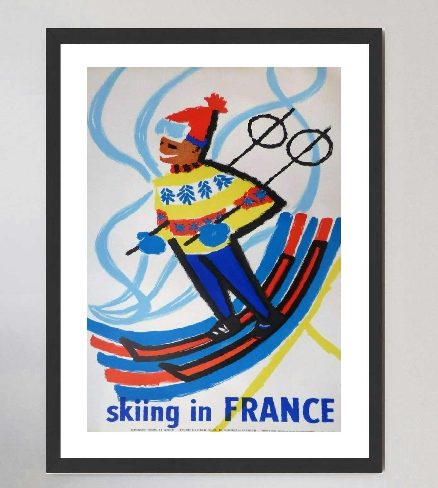 Mid-20th Century 1959 Constantin - Skiing In France Original Vintage Poster For Sale