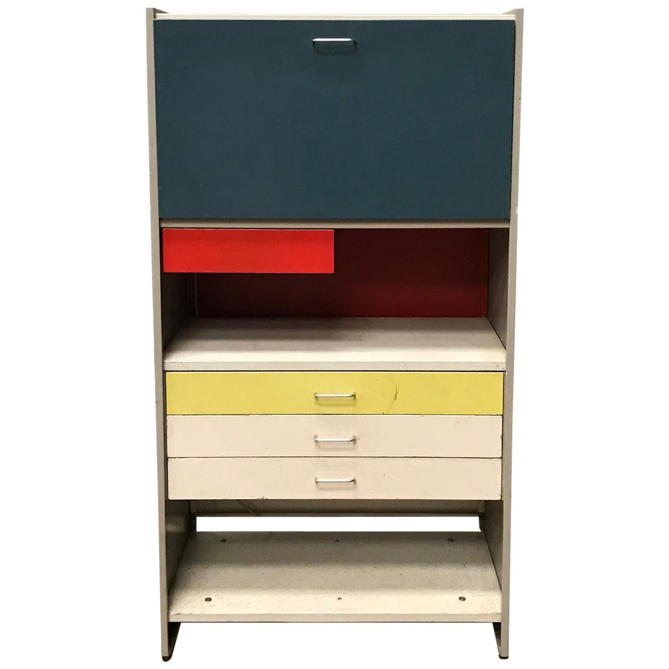 1959, Cordemeyer, Gispen, Desk Storage Cabinet 5600 with Folding Desktop