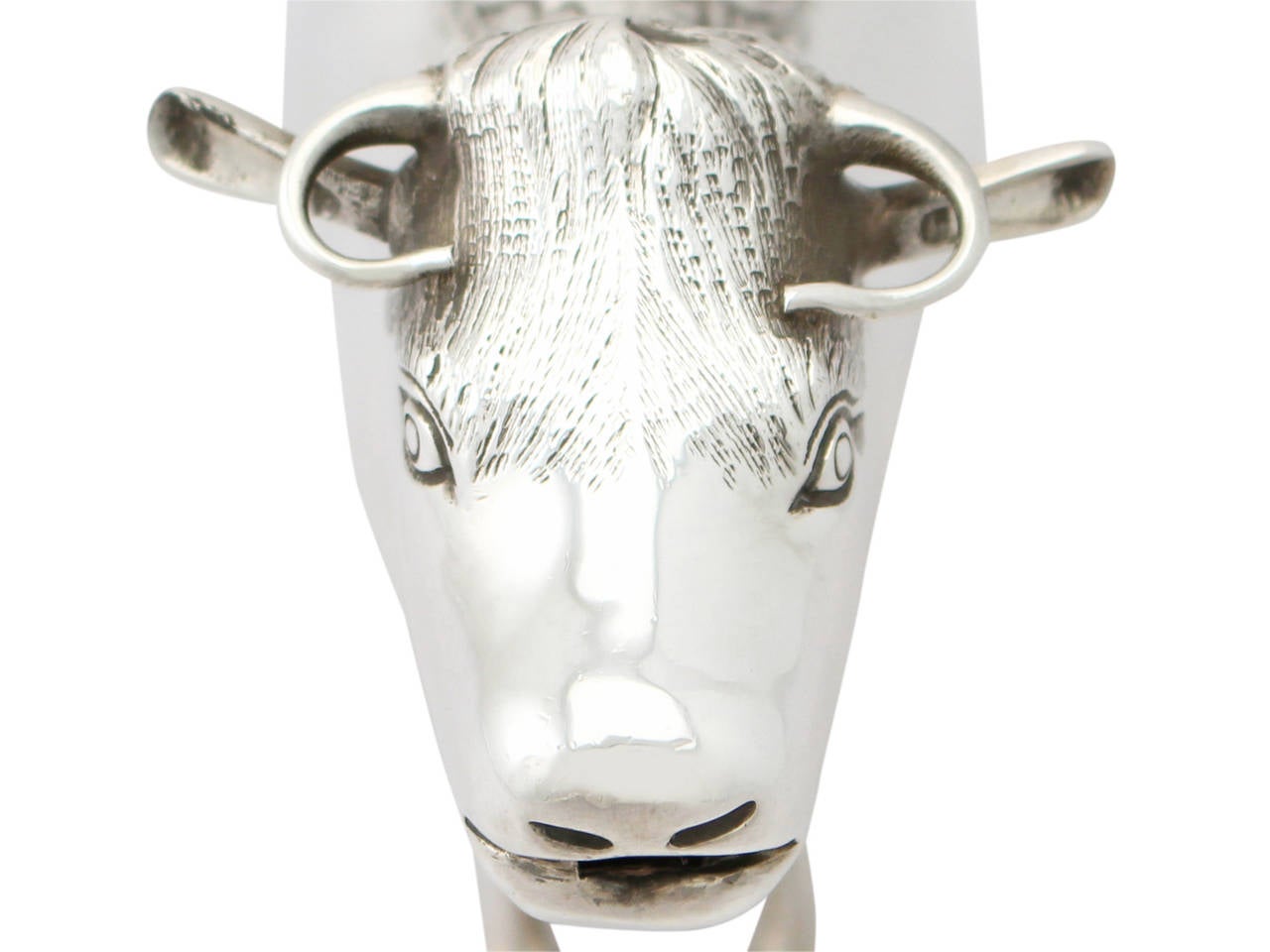 1959 English Sterling Silver Cow Creamer In Excellent Condition In Jesmond, Newcastle Upon Tyne