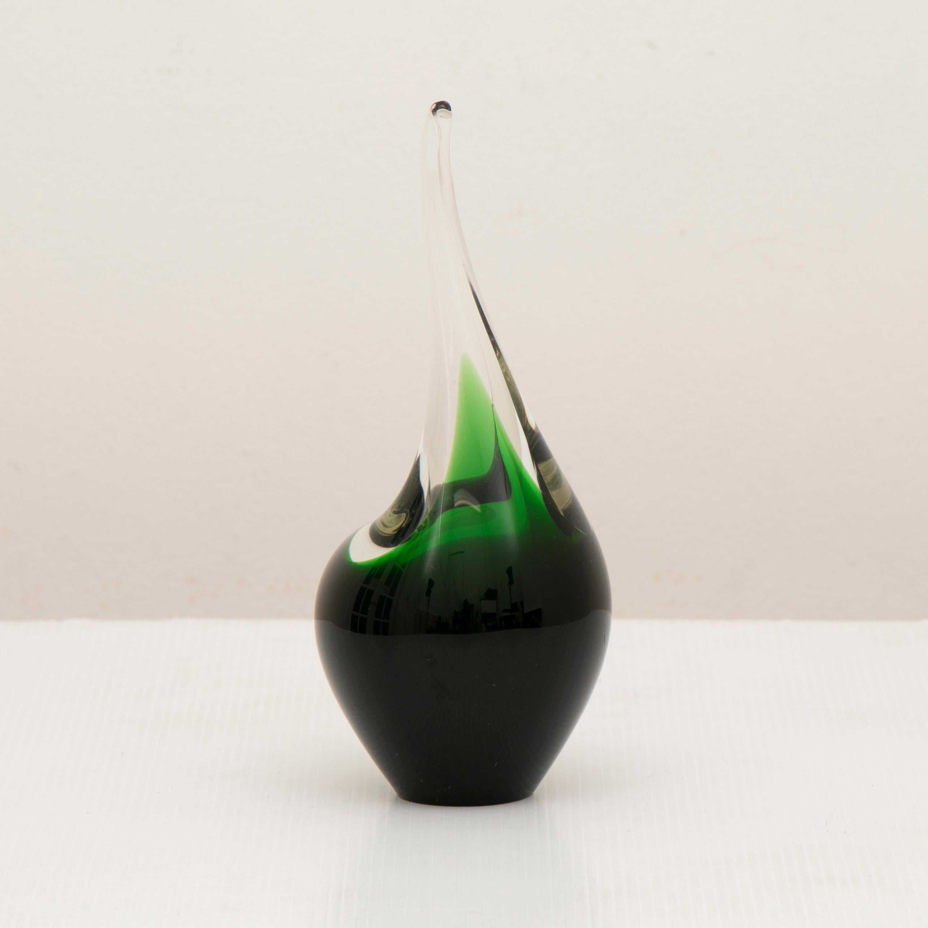 Mid-Century Modern 1959 Green Per Lütken for Holmegaard 'Flamingo' Art Glass Sculptural Vase