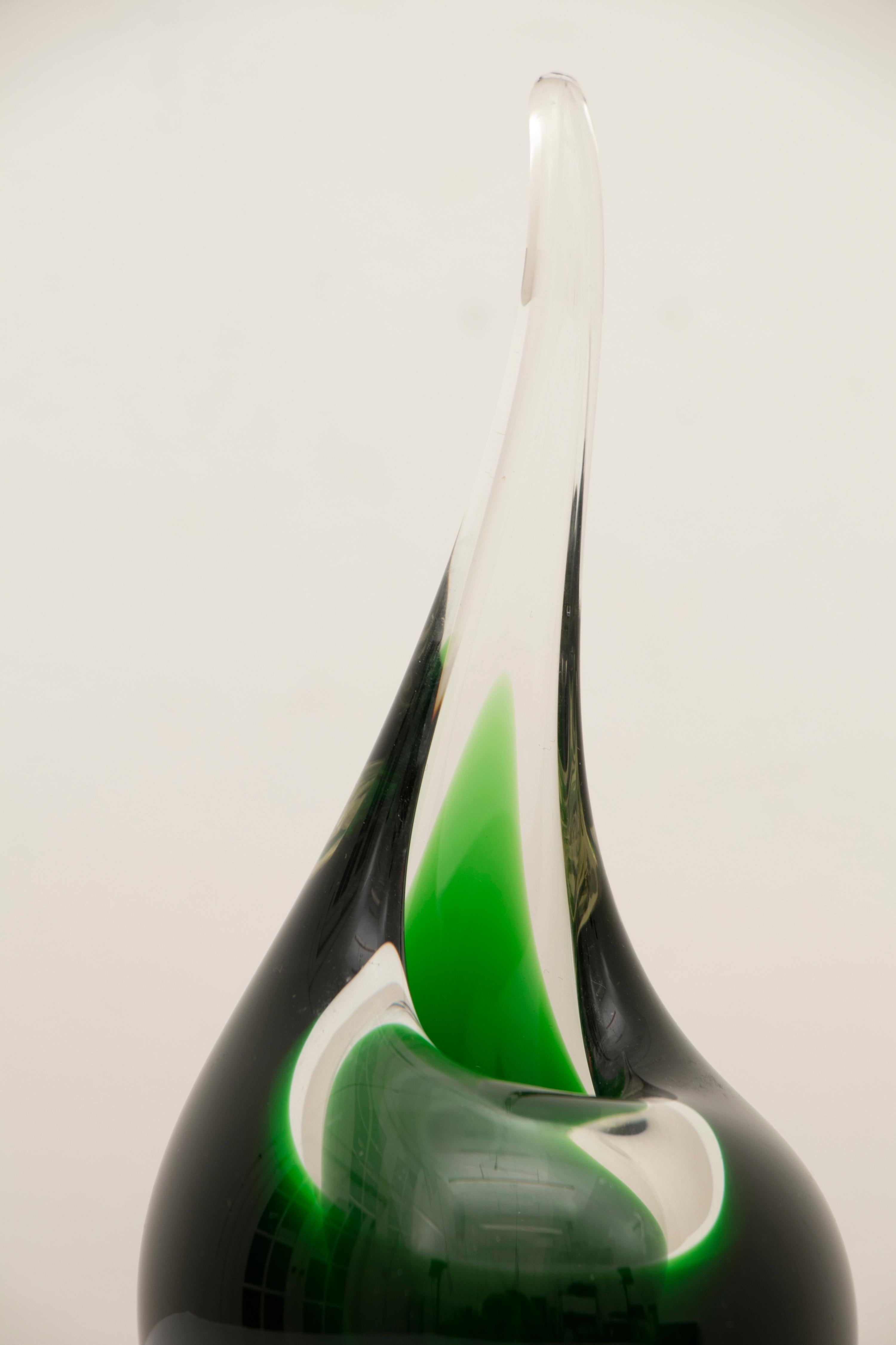 1959 Green Per Lütken for Holmegaard 'Flamingo' Art Glass Sculptural Vase In Good Condition In London, GB