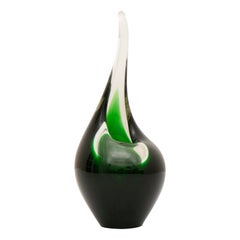 Vintage 1959 Green Per Lütken for Holmegaard 'Flamingo' Art Glass Sculptural Vase