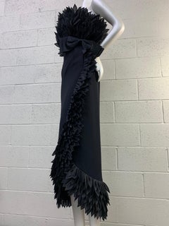 1959 Hall Ludlow for House of Karel Black Evening Gown Edged w/ Organza Petals