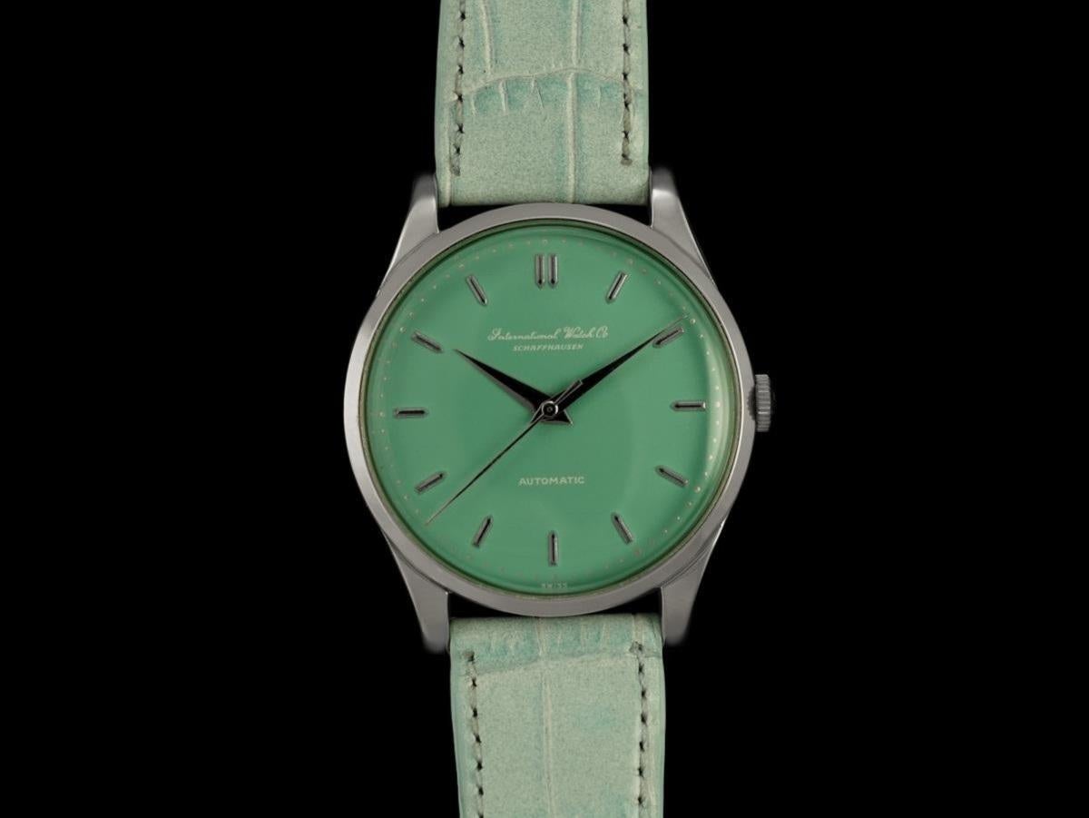 Men's 1959 IWC Vintage Mens Watch, Cal. 853 Automatic with Tiffany Blue Dial - SS For Sale