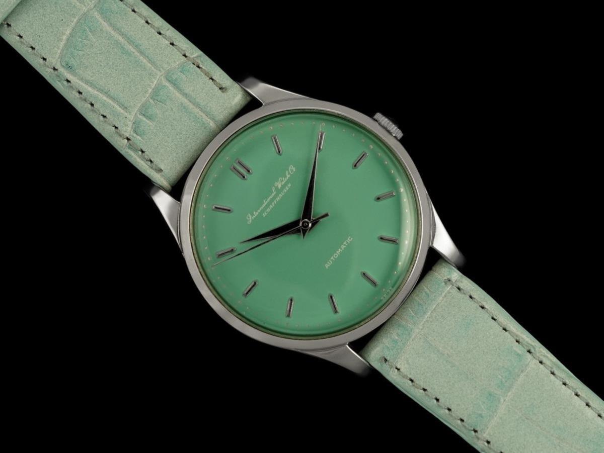 1959 IWC Vintage Mens Watch, Cal. 853 Automatic with Tiffany Blue Dial - SS For Sale 1