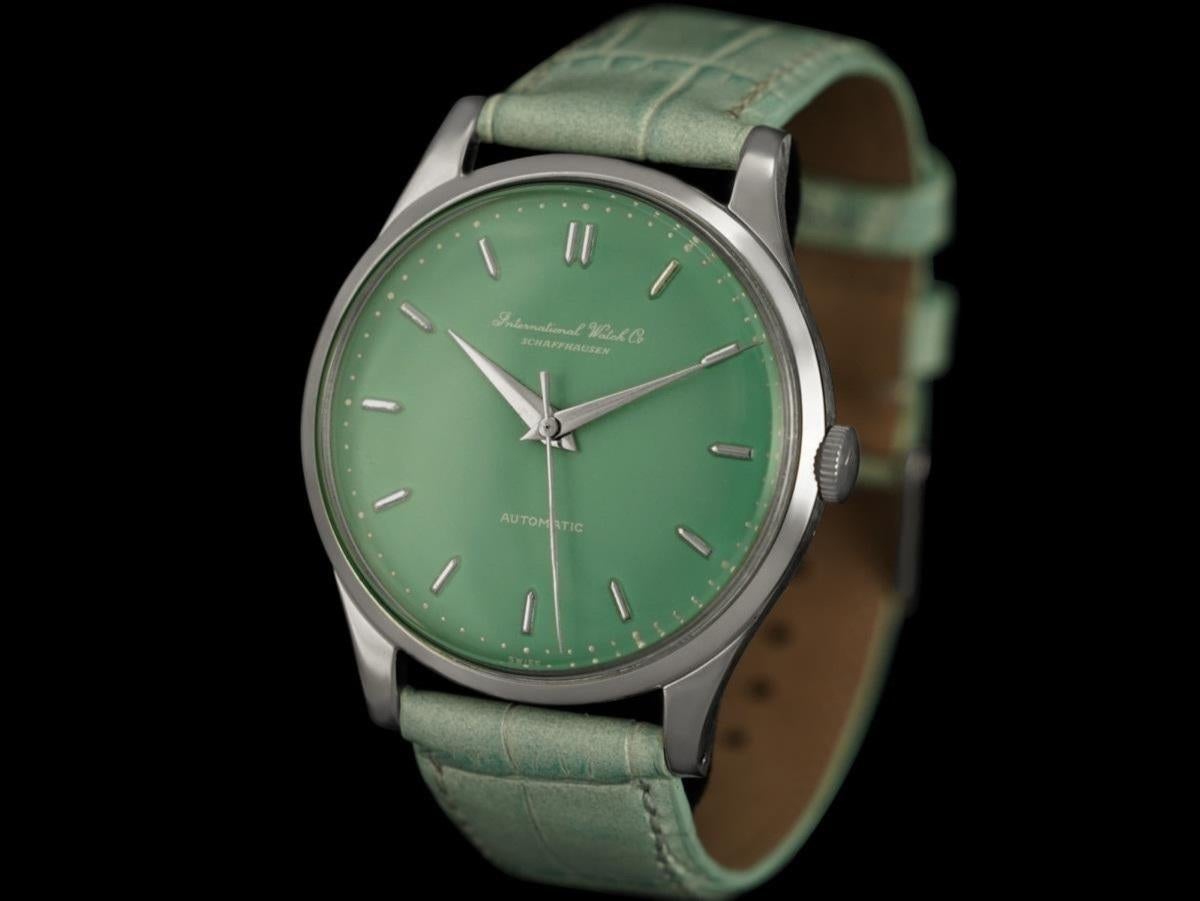 1959 IWC Vintage Mens Watch, Cal. 853 Automatic with Tiffany Blue Dial - SS For Sale 2