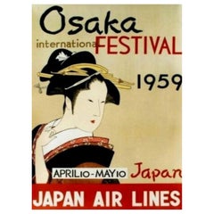 1959 Japan Air Lines - Osaka Internationales Festival Originalplakat