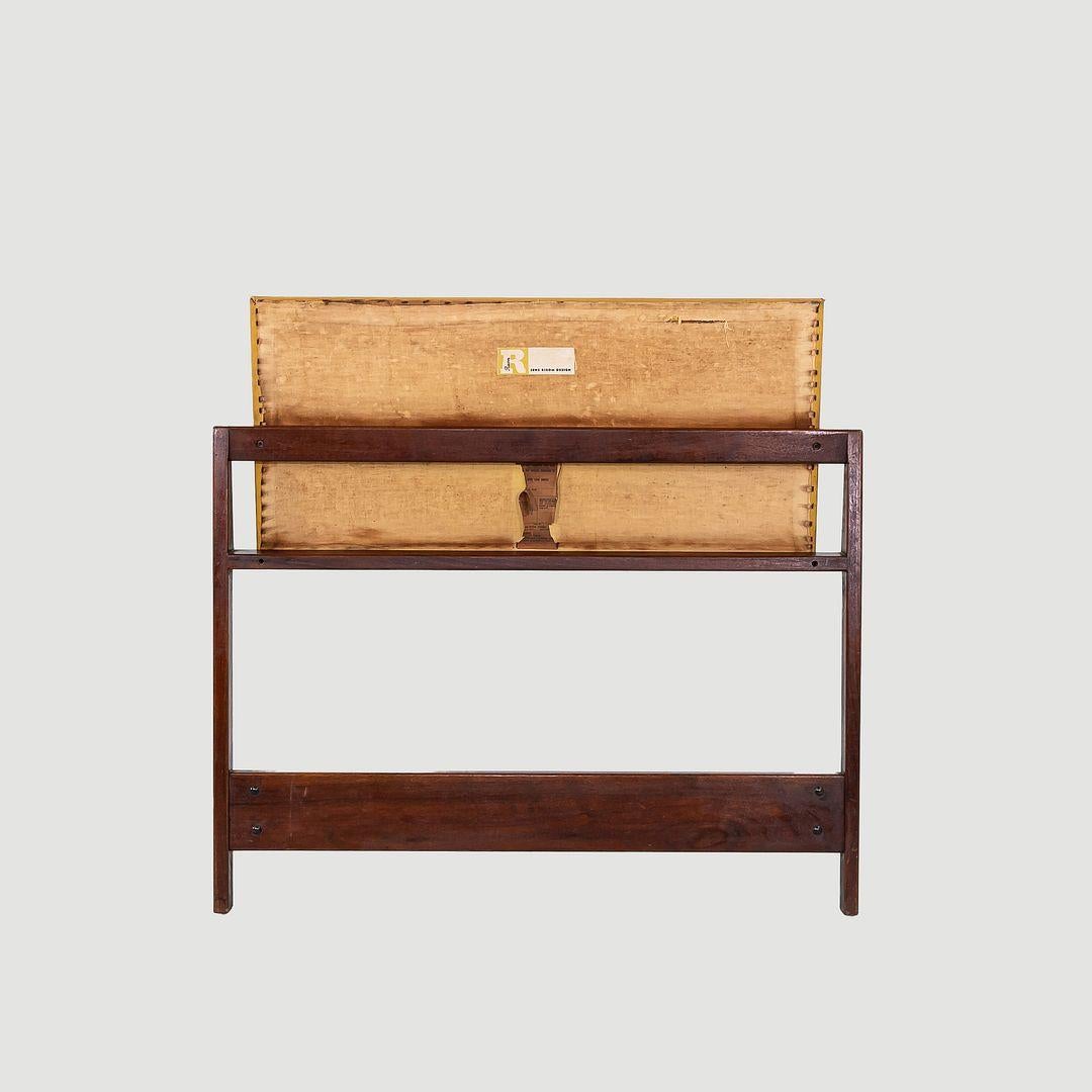 1959 Jens Risom Designs Twin Head & Footboard in Walnut with Yellow Vinyl Panel For Sale 2