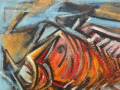 Abstraktes kubistisches Fischgemälde der lateinamerikanischen Schule, W. Cabrera, 1959