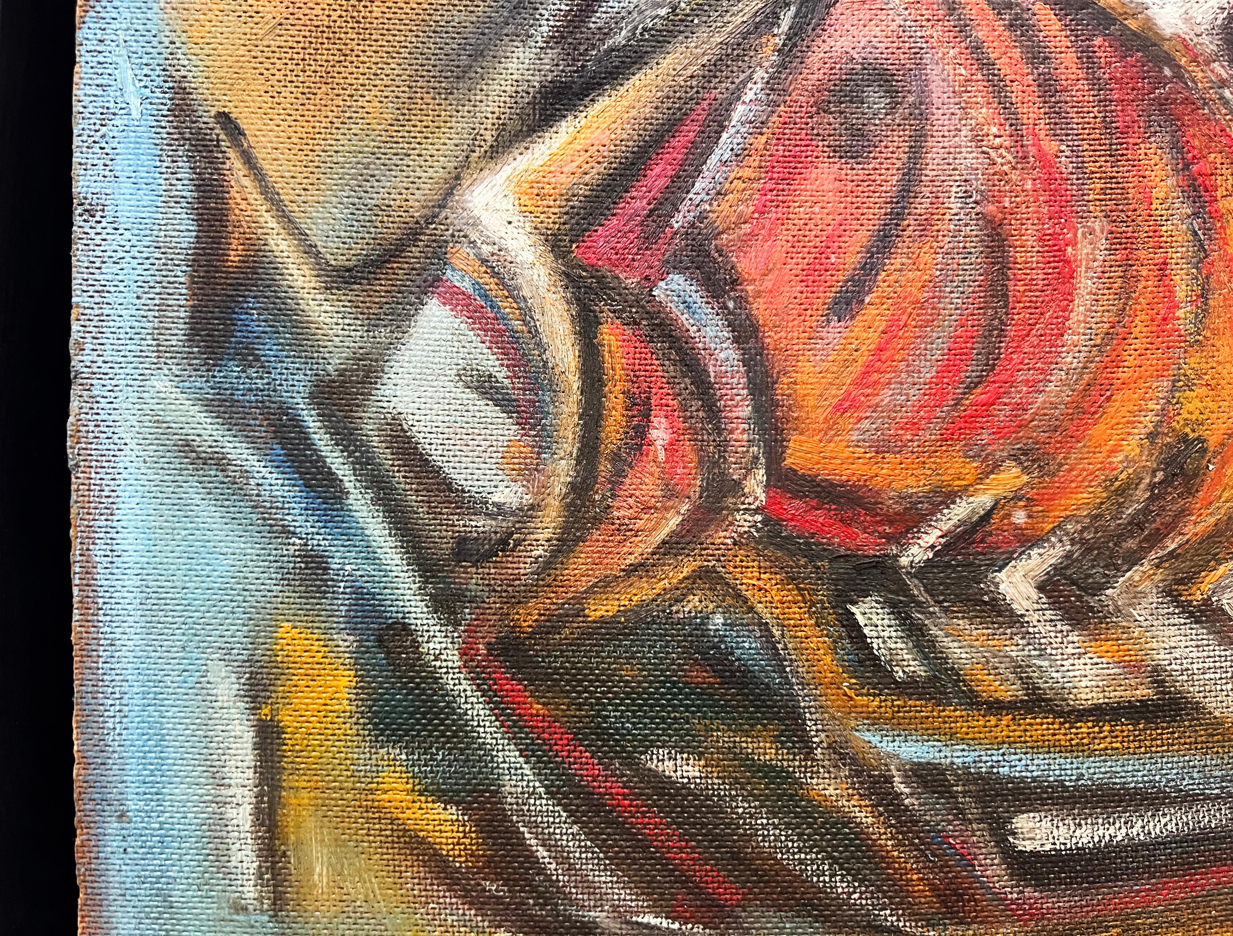 1959 Latin American School Abstract Cubist Fish Painting, W. Cabrera In Good Condition For Sale In Miami, FL