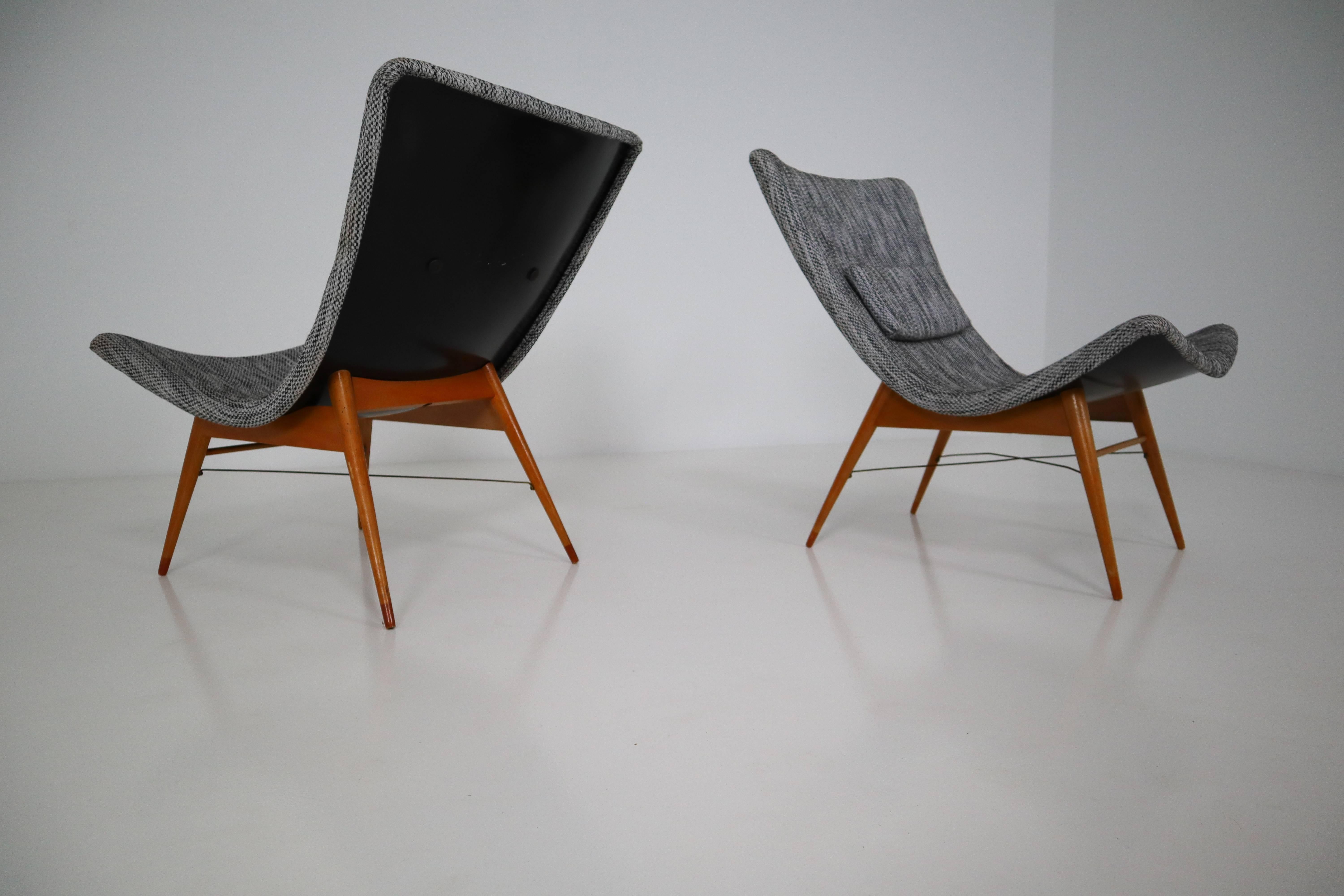 Mid-20th Century Mid-Century Fiberglass  Lounge Chairs by Miroslav Navratil for Cesky Nabytek