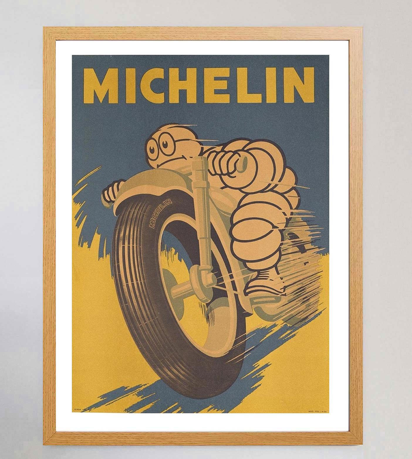 Affiche vintage originale Michelin, 1959, Motocyclette Bon état - En vente à Winchester, GB