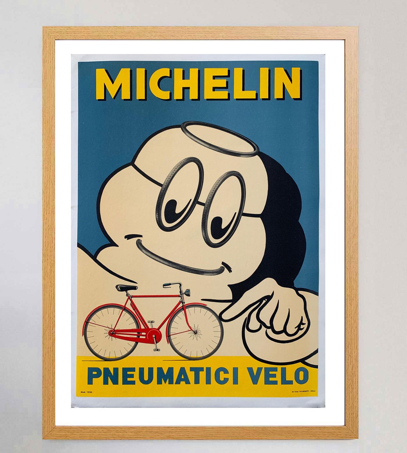 1959 Michelin Pneumatici Velo Original Vintage Poster In Good Condition For Sale In Winchester, GB