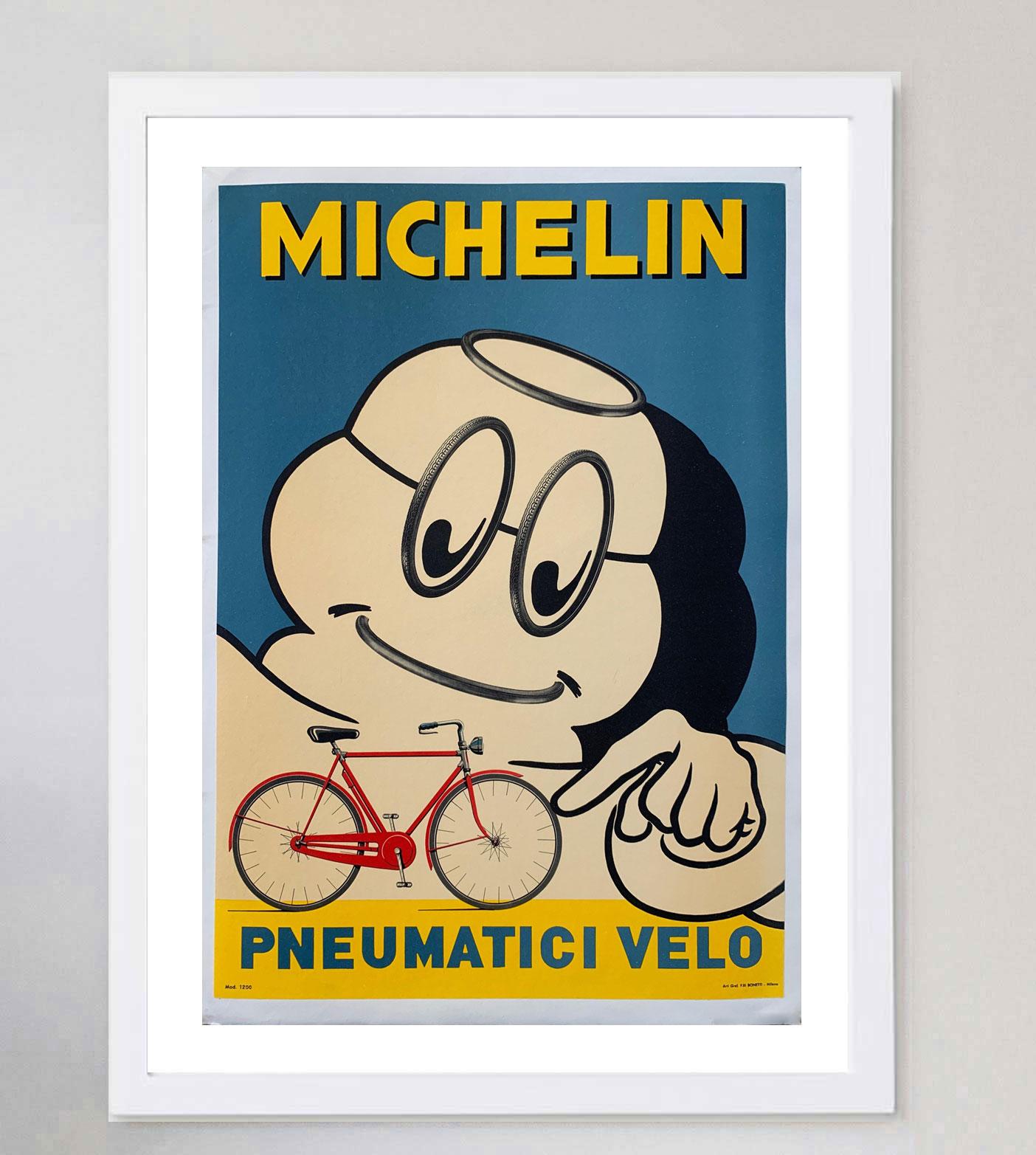 1959 Michelin Pneumatici Velo Original Vintage Poster (Mitte des 20. Jahrhunderts) im Angebot