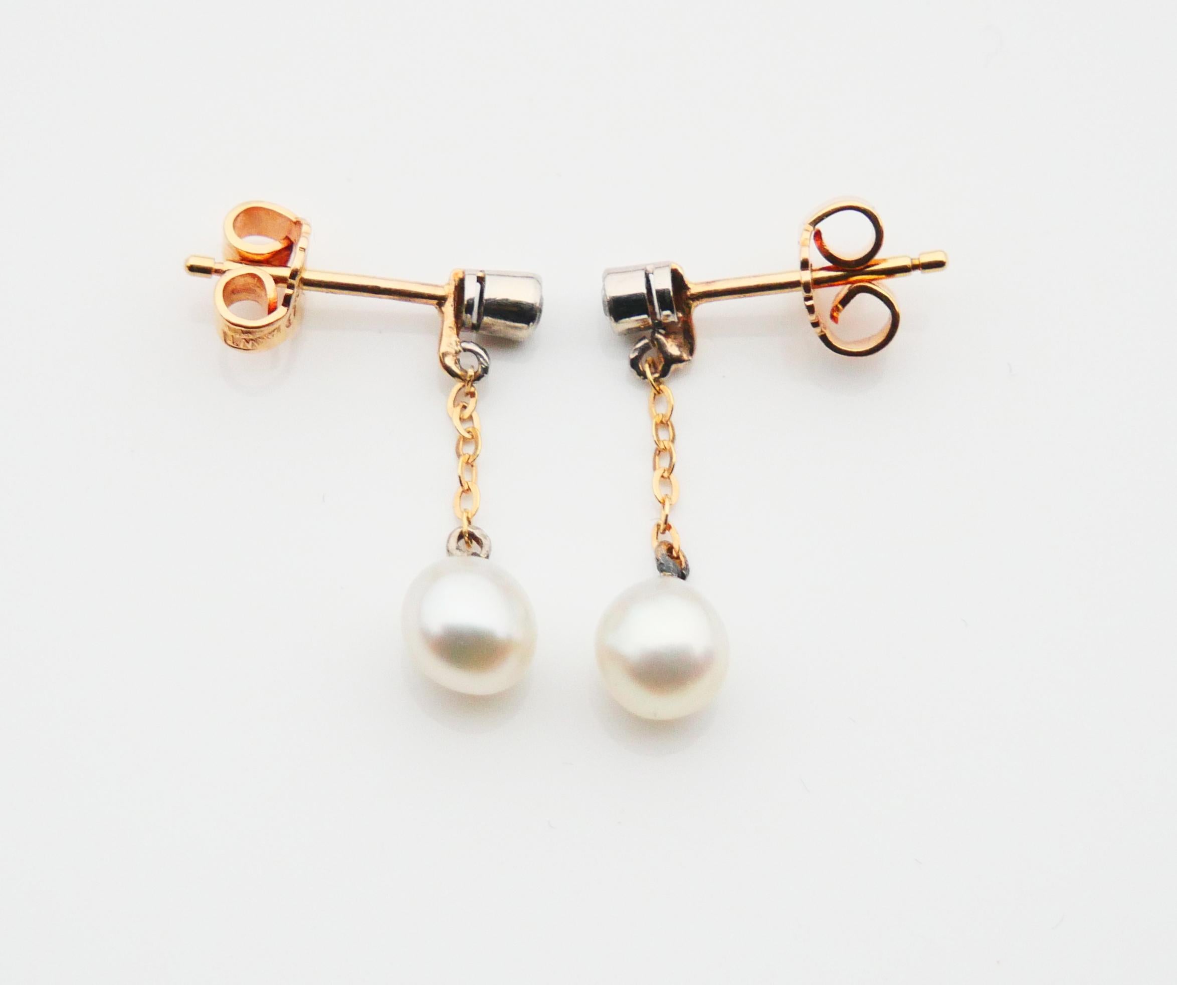 Women's 1959 Nordic Drop Dangle Earrings Diamonds Pearls 18K Gold Platinum / 2.3gr For Sale