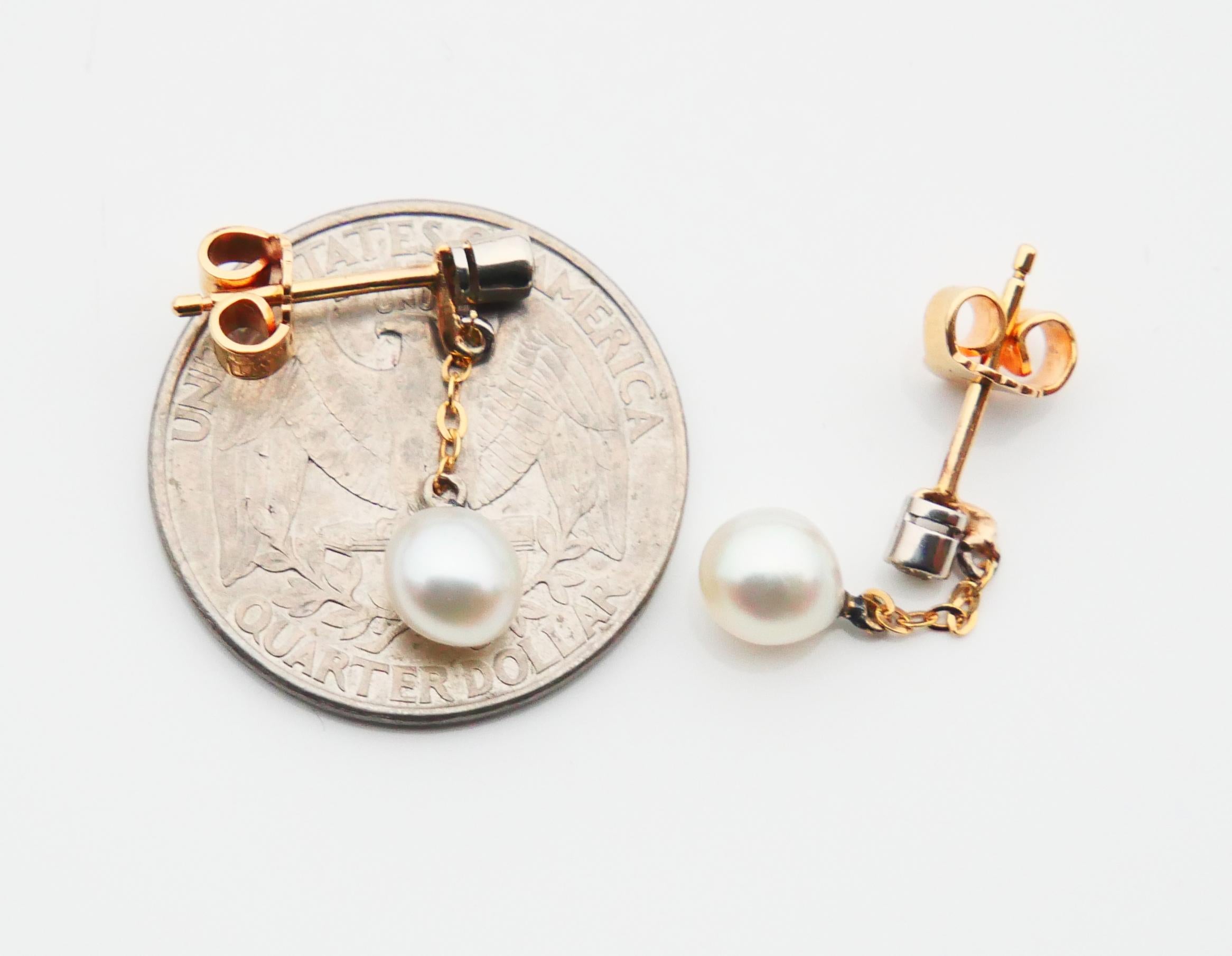 1959 Nordic Drop Dangle Earrings Diamonds Pearls 18K Gold Platinum / 2.3gr For Sale 1