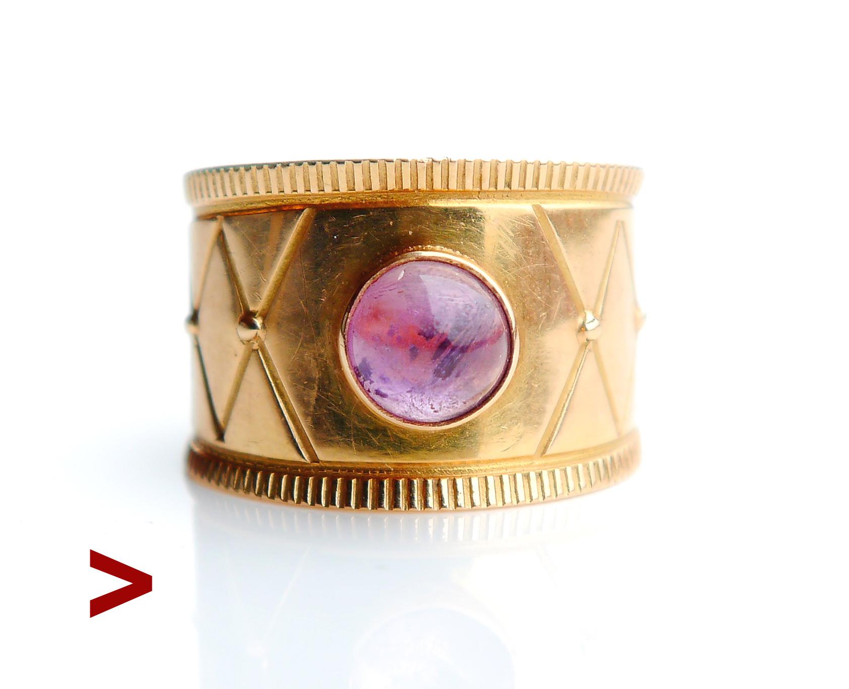 1959 Nordischer Ring Amethyst massiv 18K Gold Ø 5.5 US / 4 gr (Retro) im Angebot