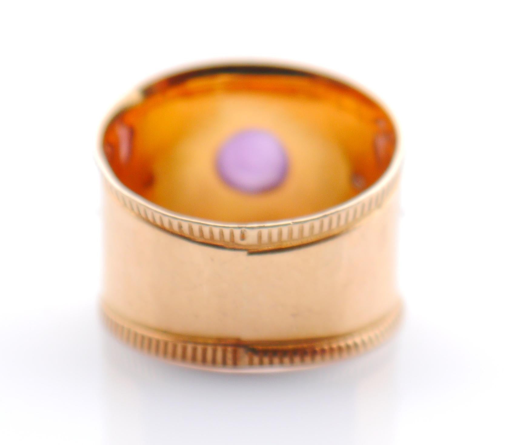 1959 Nordischer Ring Amethyst massiv 18K Gold Ø 5.5 US / 4 gr Damen im Angebot