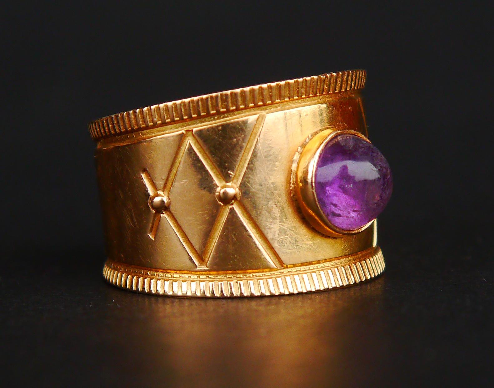 1959 Nordischer Ring Amethyst massiv 18K Gold Ø 5.5 US / 4 gr im Angebot 4