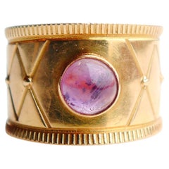 1959 Nordic Ring Amethyst solid 18K Gold Ø 5.5 US / 4 gr