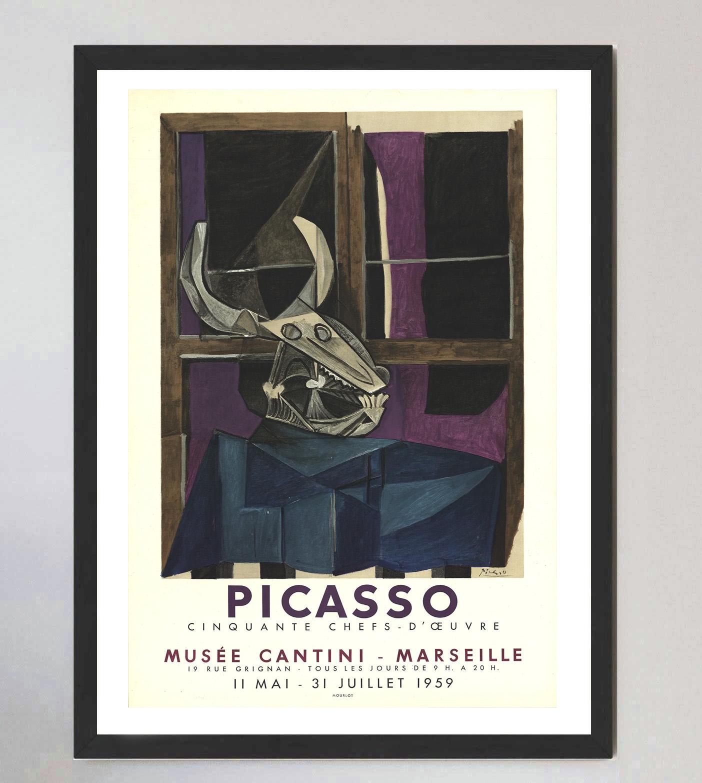 Milieu du XXe siècle Affiche vintage d'origine, Pablo Picasso - Musée Cantini Marseille, 1959 en vente