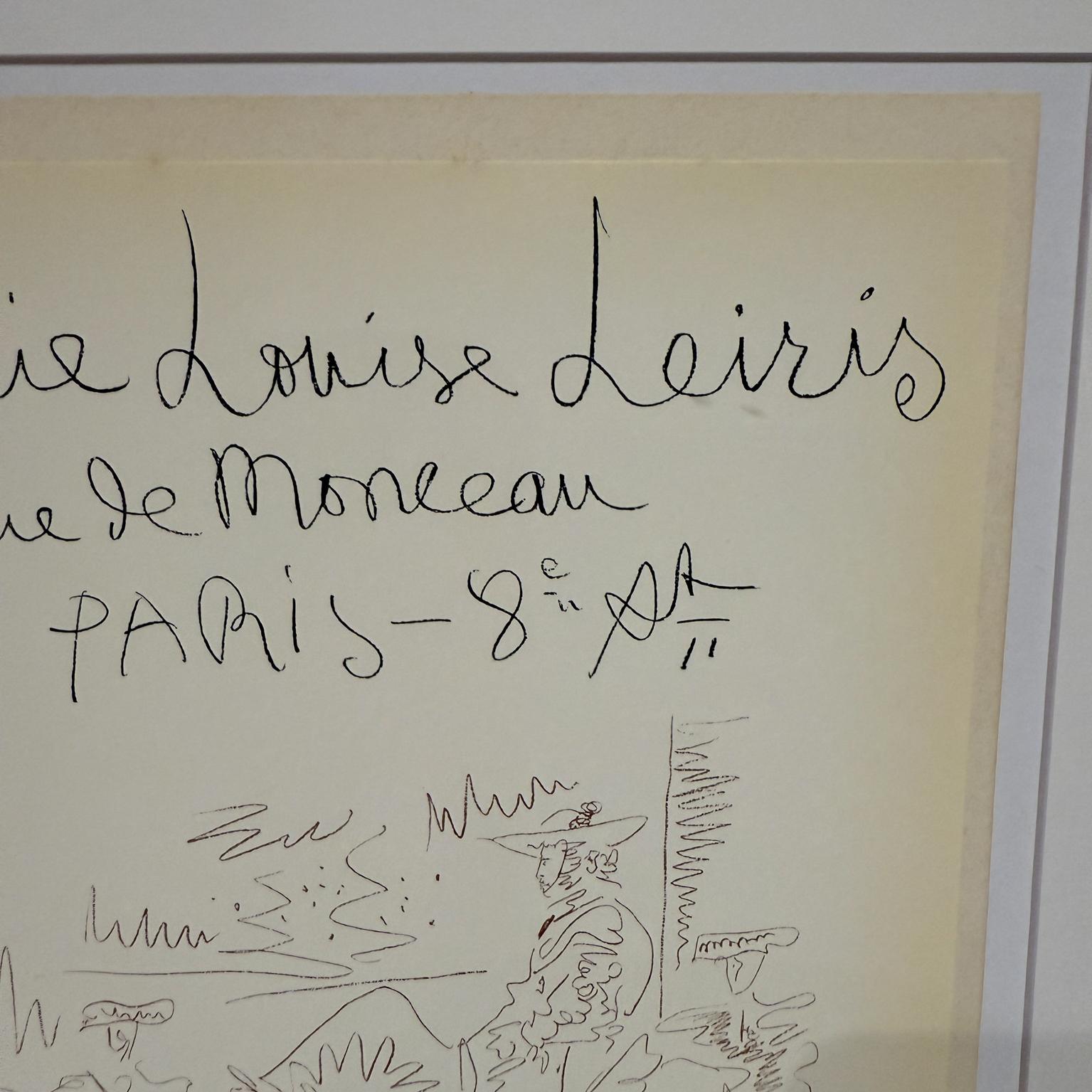 1959 Picasso Dessins Póster Galerie Louise Leiris París Francés en venta
