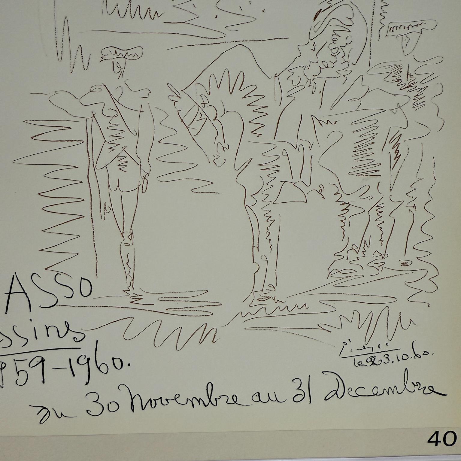 1959 Picasso Dessins Póster Galerie Louise Leiris París Papel en venta