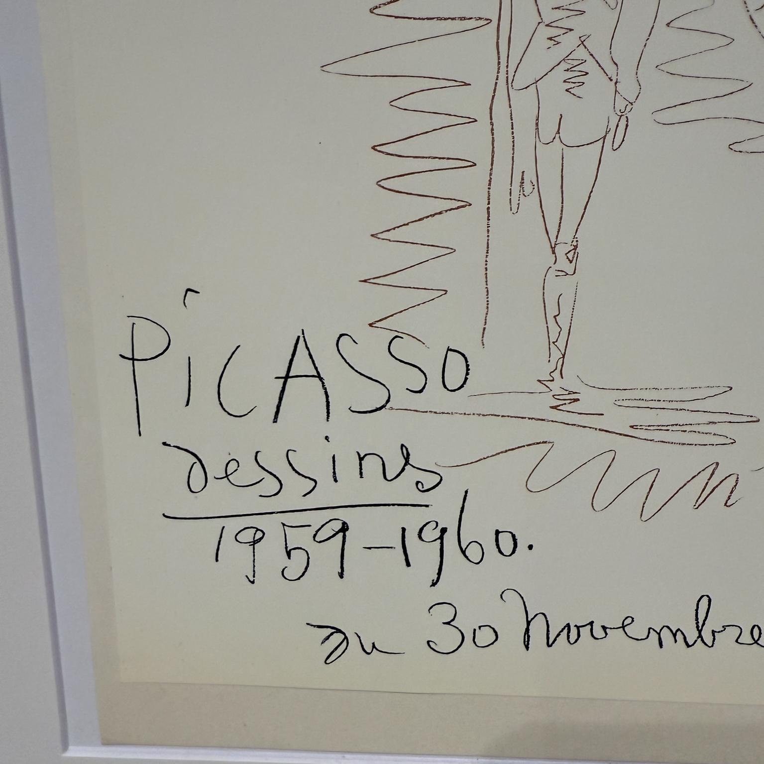 1959 Picasso Dessins Póster Galerie Louise Leiris París en venta 1