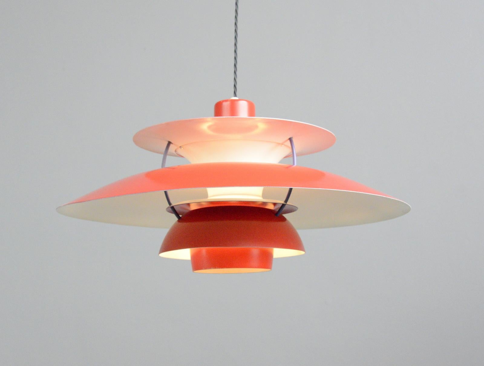 Aluminum 1959 Red Model PH5 Pendant Light by Louis Poulson