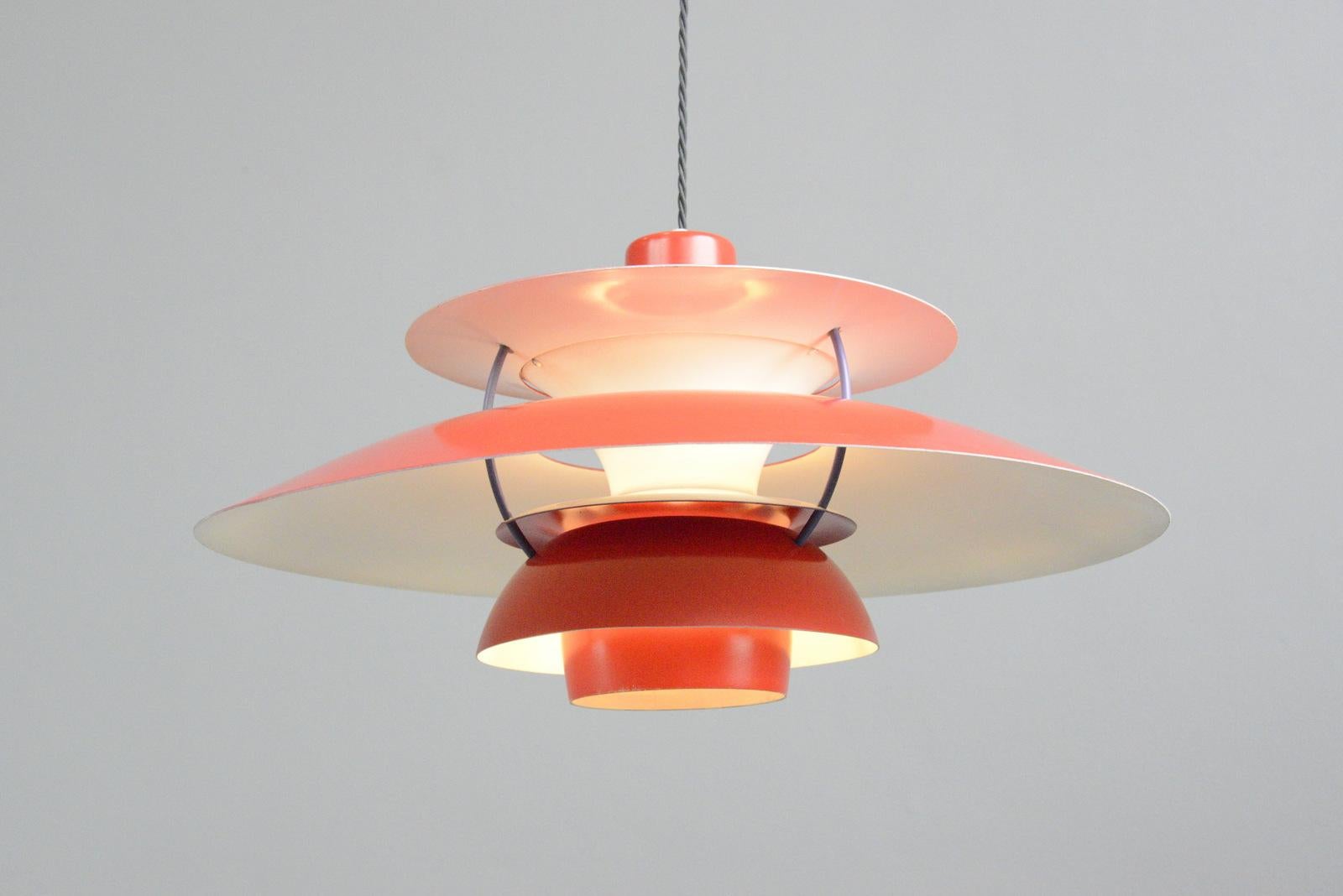 1959 Red Model PH5 Pendant Light by Louis Poulson 1