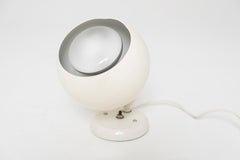 1959 Remkraft White Orb Table Lamp with Adjustable Swivel Base, USA