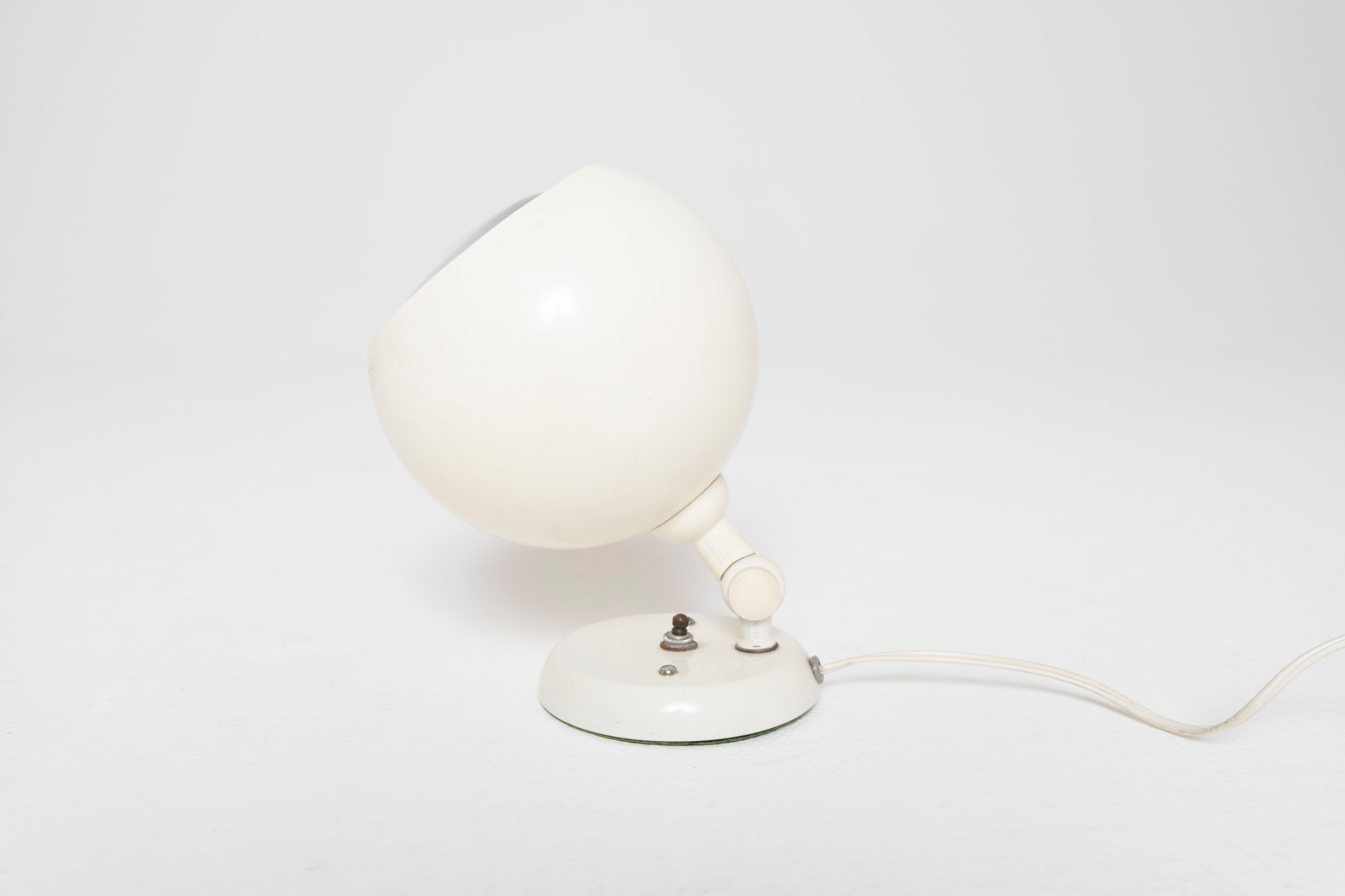 Space Age 1959 Remkraft White Orb Table Lamp with Adjustable Swivel Base, USA For Sale